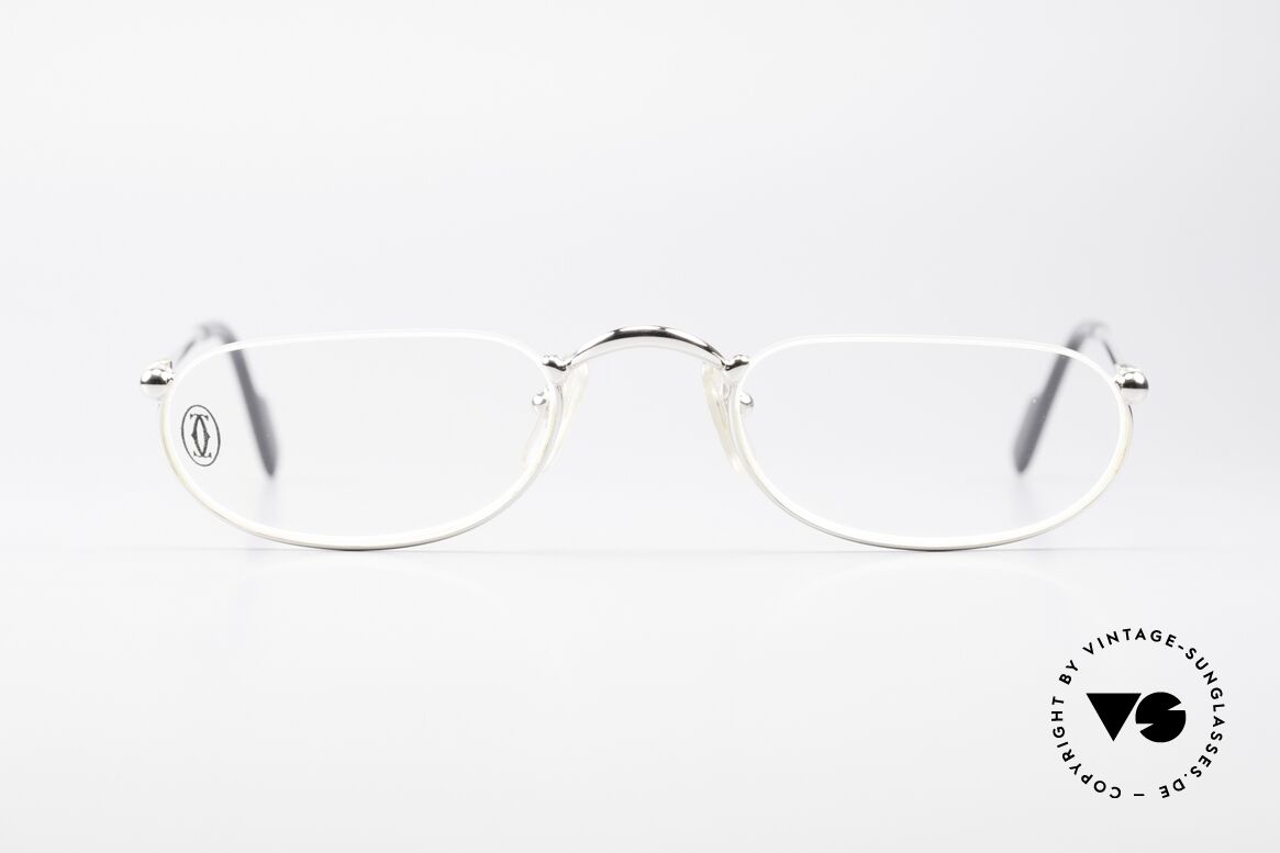 Cartier Demi Lune 2000 - M Oval Reading Frame Platinum, unisex model of the 'THIN RIM' Collection by Cartier, Made for Men and Women