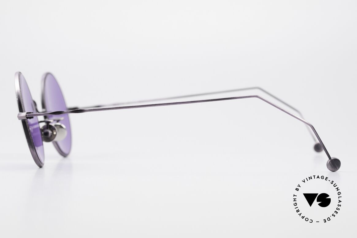 Cutler And Gross 0408 90's Round Vintage Sunglasses, very interesting frame finish in anthracite and purple, Made for Men and Women