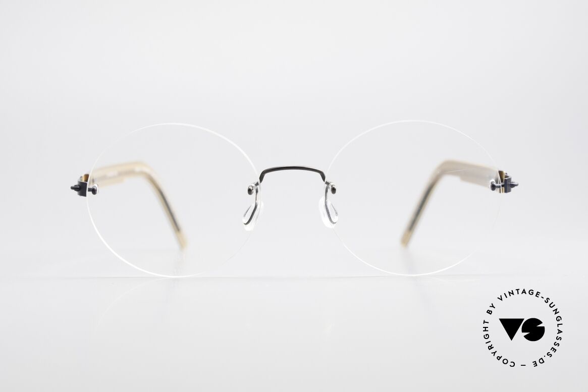 Lindberg 2111 Strip Titan Rimless Titanium Frame Round, distinctive quality and design (award-winning frame), Made for Men and Women