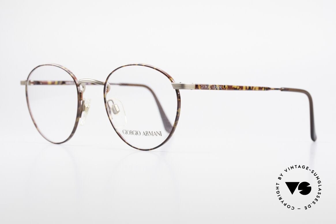 Giorgio Armani 166 No Retro Glasses 80's Panto, very noble frame finish in gray and chestnut brown, Made for Men