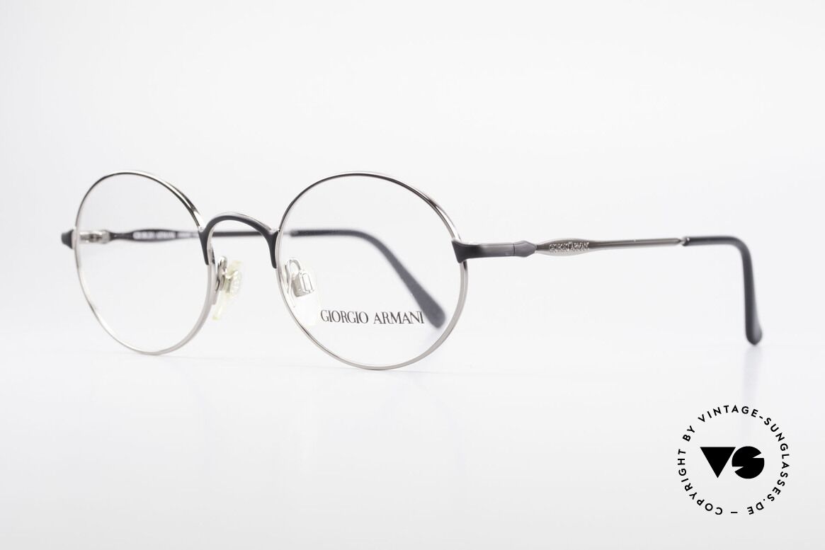 Giorgio Armani 243 Round Oval Glasses 90s Small, sober, timeless style with black and silver finish, Made for Men and Women
