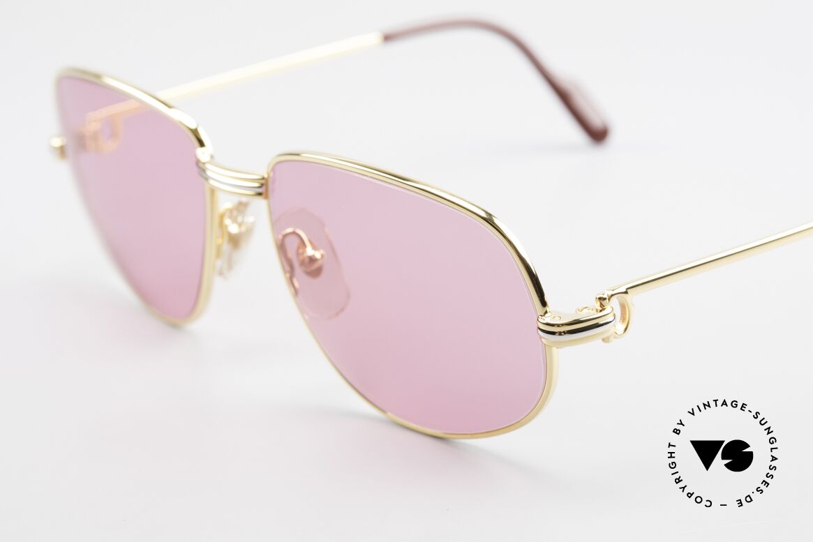 Cartier Romance LC - S Luxury Sunglasses Gucci Case, 22ct gold-plated frame with new pink sun lenses, 100% UV, Made for Men and Women