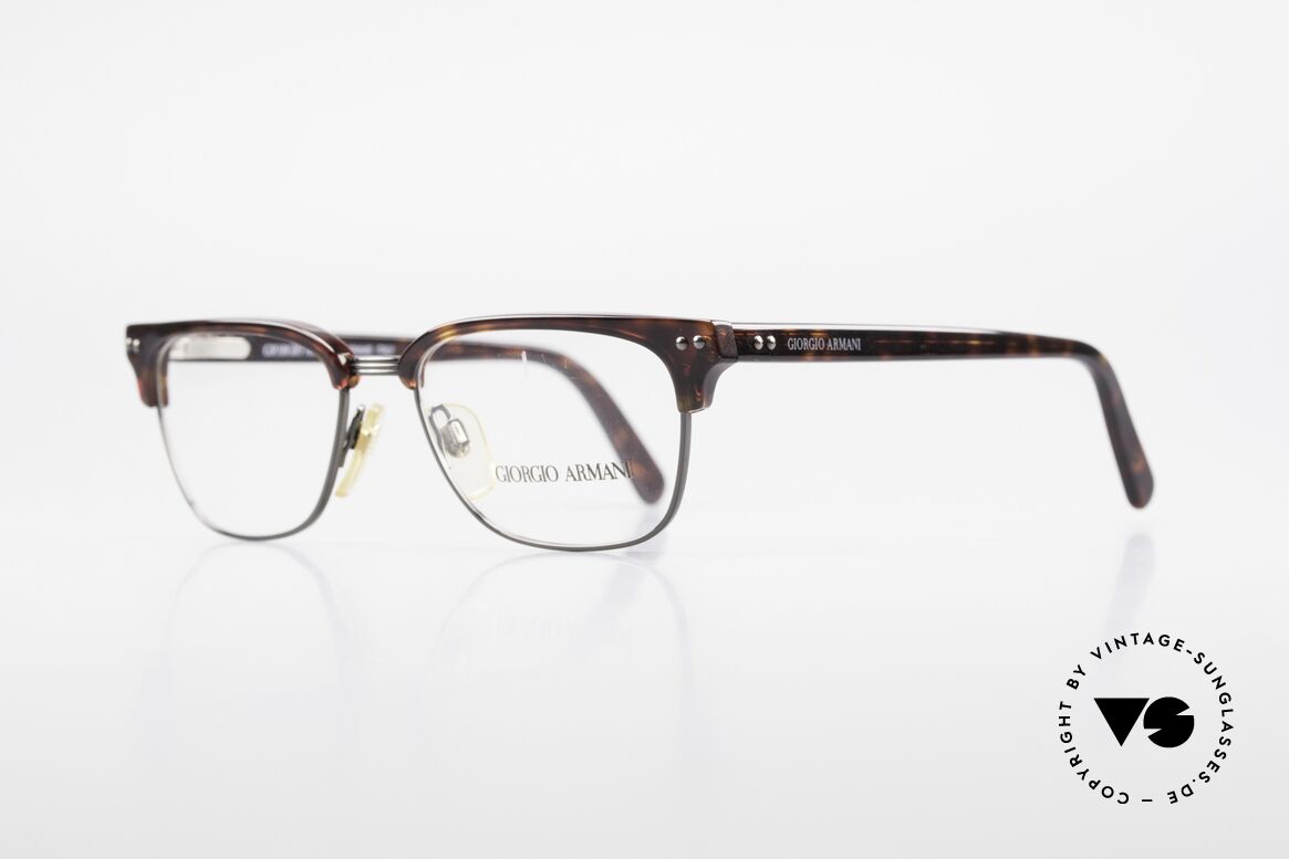 Giorgio Armani 381 Vintage Specs Clubmaster Style, true 'gentlemen glasses' in top-quality (spring hinges), Made for Men