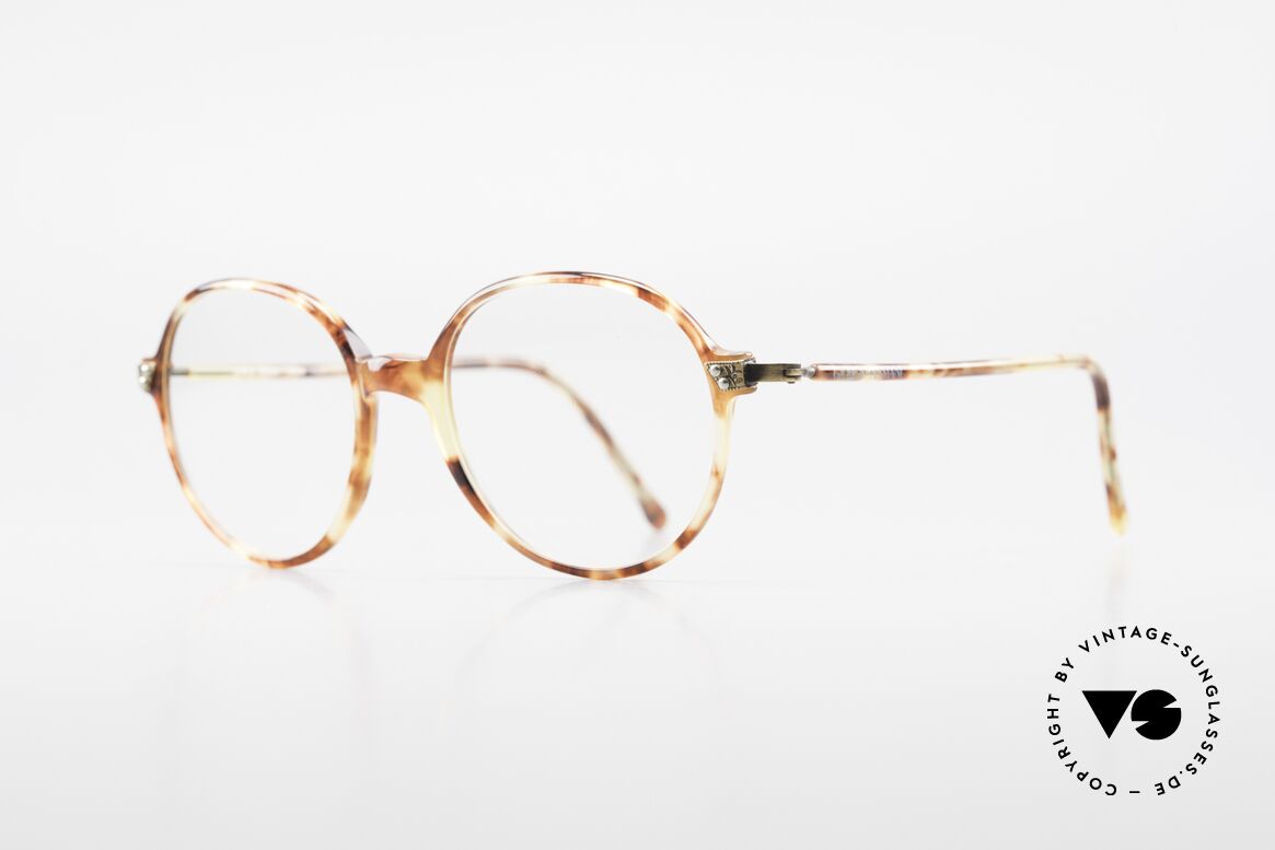 Giorgio Armani 334 Vintage Round Eyeglass-Frame, very elegant tortoise frame texture with brass hinges, Made for Men and Women