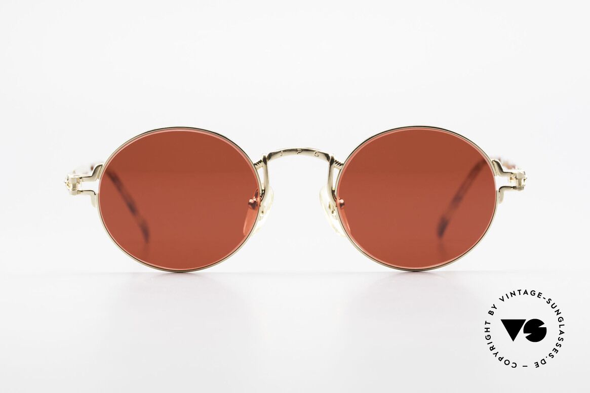Jean Paul Gaultier 57-3175 Gold Plated Round Sunglasses, RARE round Jean Paul GAULTIER vintage sunglasses, Made for Men and Women
