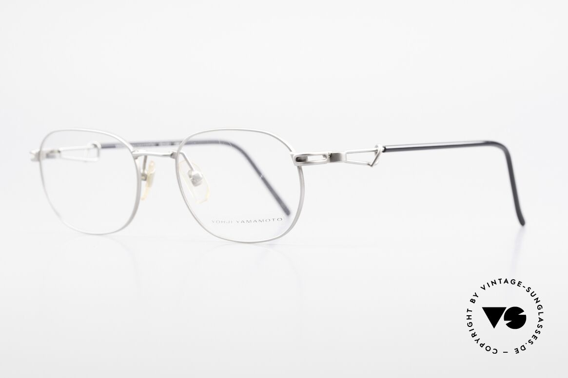 Yohji Yamamoto 51-4113 Titanium Designer Eyeglasses, classic front with interesting temples in 'titan / black', Made for Men and Women