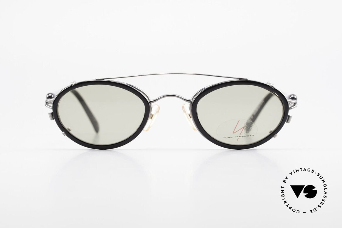 Yohji Yamamoto 51-7210 No Retro Shades Clip-On 90's, designer eyeglasses with practical sun clip; 100% UV, Made for Men and Women