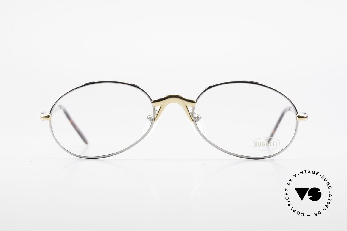 Bugatti 22126 Rare Oval 90's Vintage Glasses, classic bicolored frame finish: silver and gold-plated, Made for Men and Women