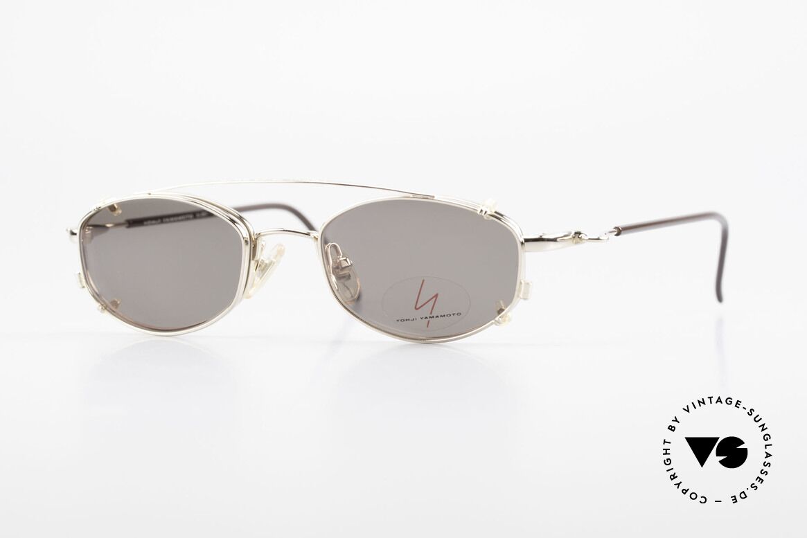 Yohji Yamamoto 51-7211 Gold Plated Frame With Clip On, vintage eyeglasses by Yohji Yamamoto with Clip-On, Made for Men and Women