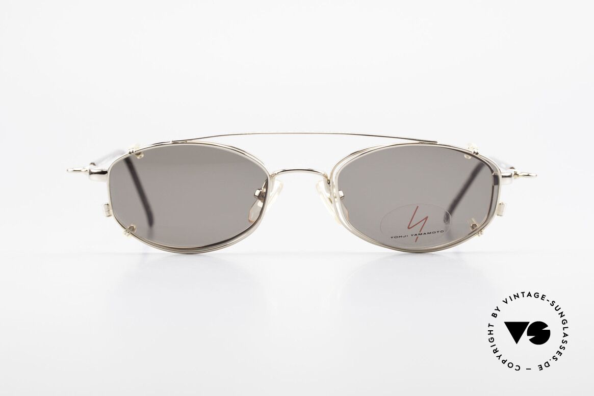 Yohji Yamamoto 51-7211 Gold Plated Frame With Clip On, vintage eyeglasses by Yohji Yamamoto with Clip-On, Made for Men and Women