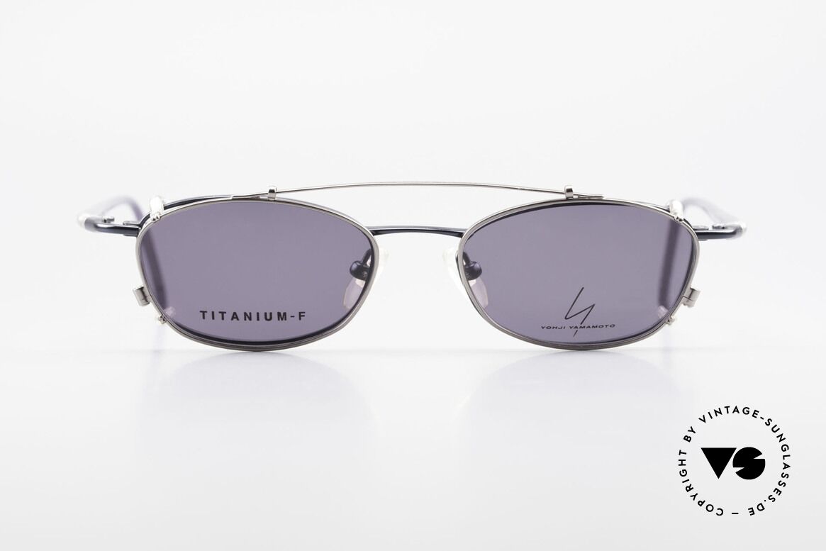 Yohji Yamamoto 51-0013 Clip On Titanium Frame Blue, vintage eyeglasses by Yohji Yamamoto with Clip-On, Made for Men and Women
