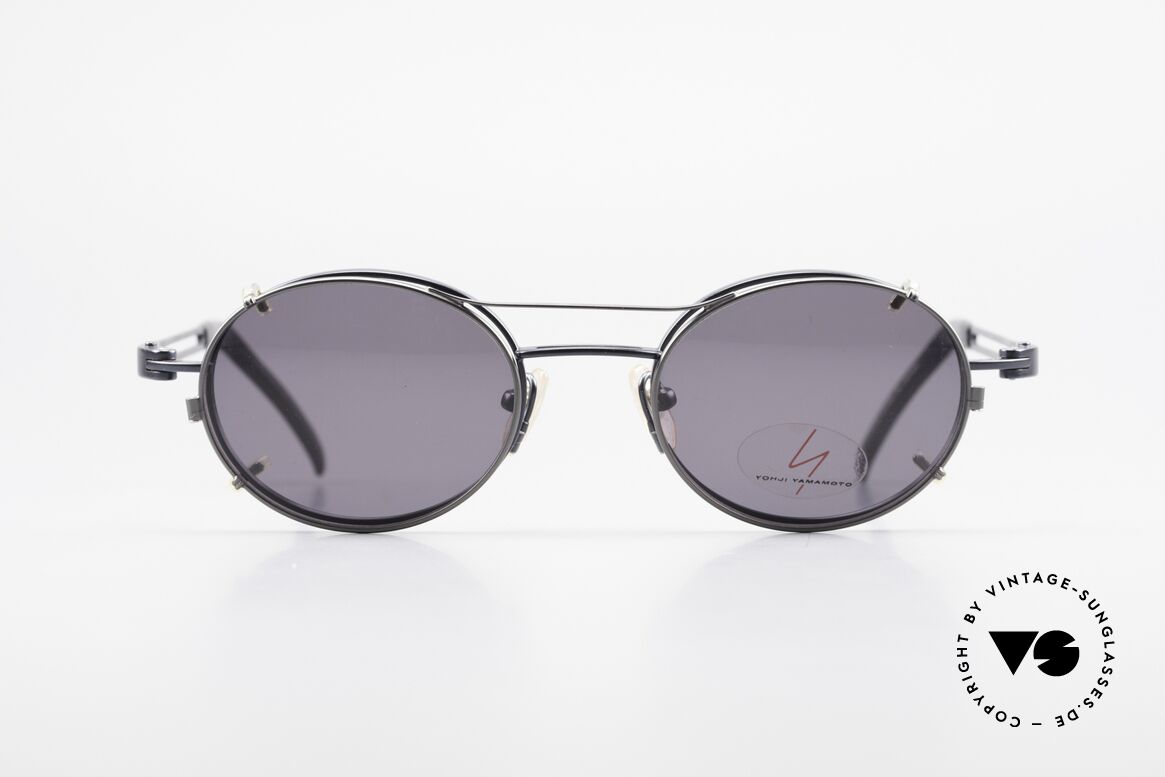 Yohji Yamamoto 51-6106 Oval Clip On Frame Blue Metal, vintage eyeglasses by Yohji Yamamoto with Clip-On, Made for Men and Women