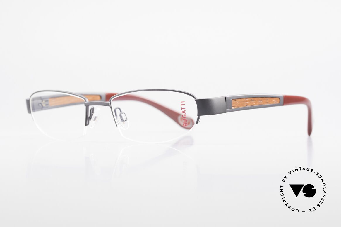 Bugatti 520 Padouk Wood Titanium Frame, temple inlays made of African PADOUK precious wood, Made for Men