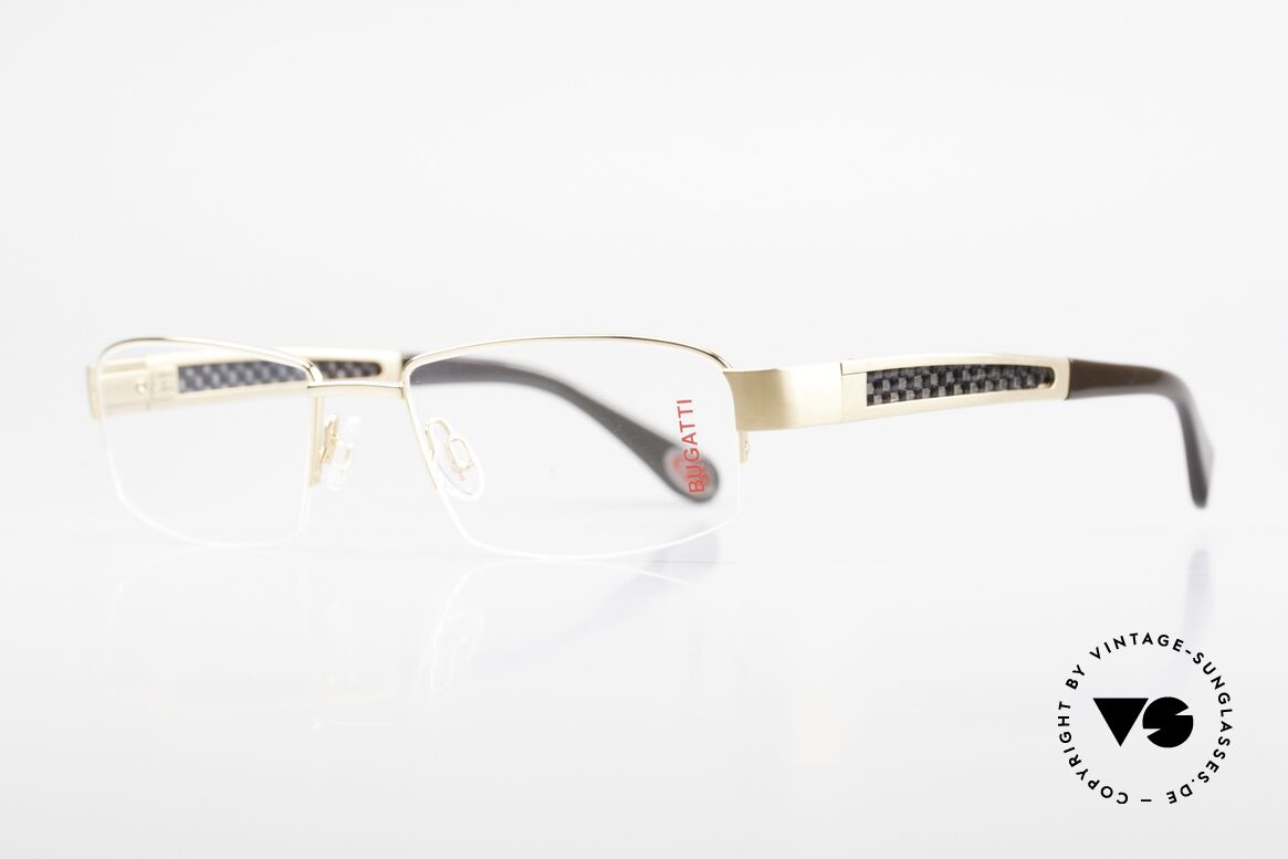 Bugatti 524 Carbon Titanium Gold Frame, CARBON temple inlays (lightweight and very sturdy), Made for Men