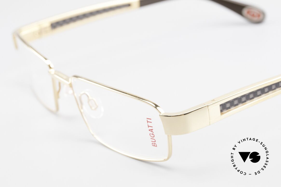 Bugatti 525 Titanium Frame Carbon Gold, flexible spring hinges for a 1st class wearing comfort, Made for Men