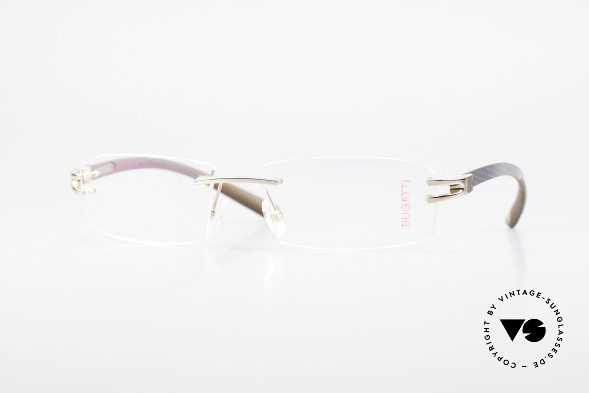 Bugatti 464 Rimless Glasses Carbon Gold, original, vintage rimless eyeglass-frame by Bugatti, Made for Men