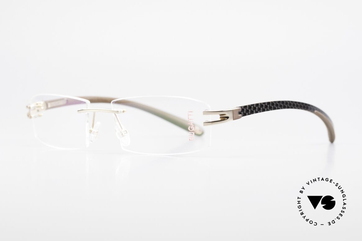 Bugatti 464 Rimless Glasses Carbon Gold, a noble ORIGINAL by BUGATTI from the late 1990's, Made for Men