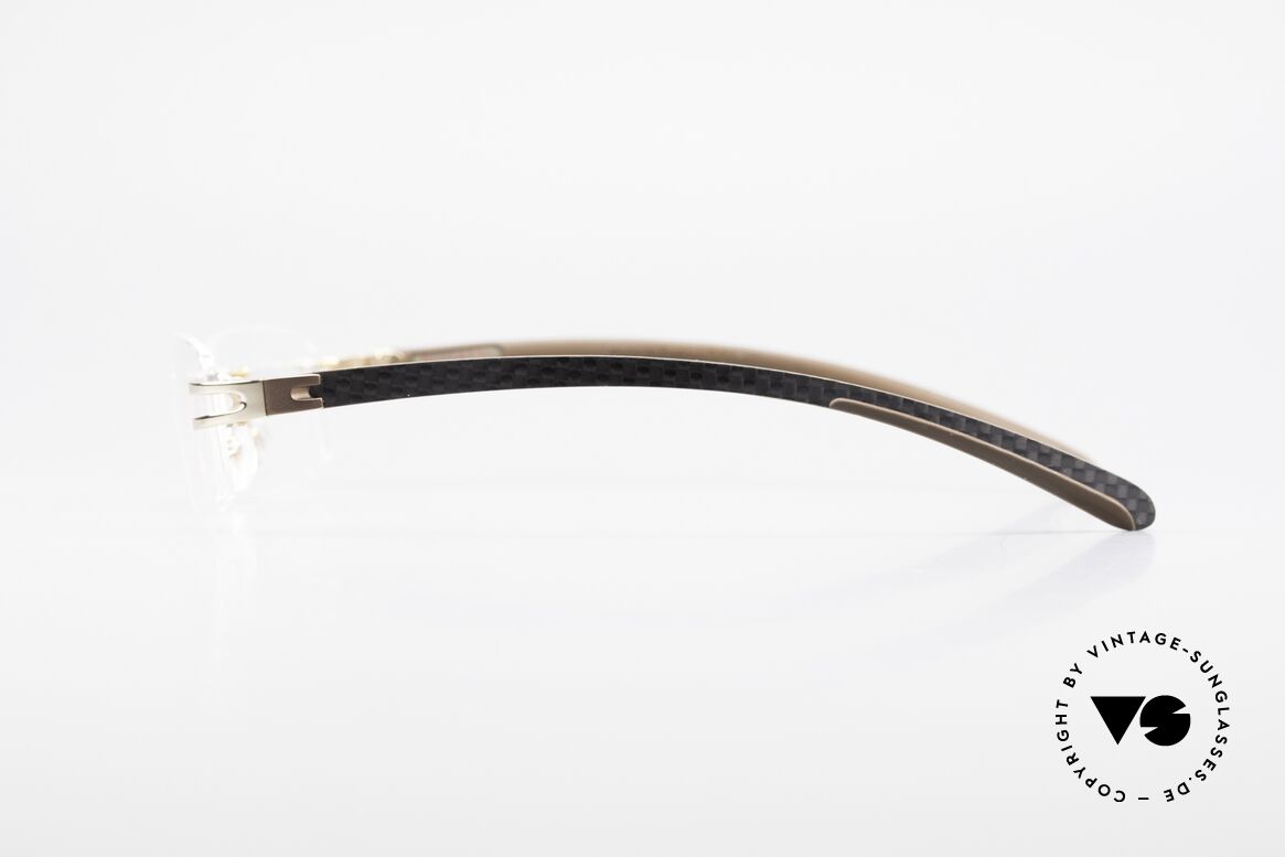 Bugatti 464 Rimless Glasses Carbon Gold, top quality: gold-plated with Carbon elements/parts, Made for Men