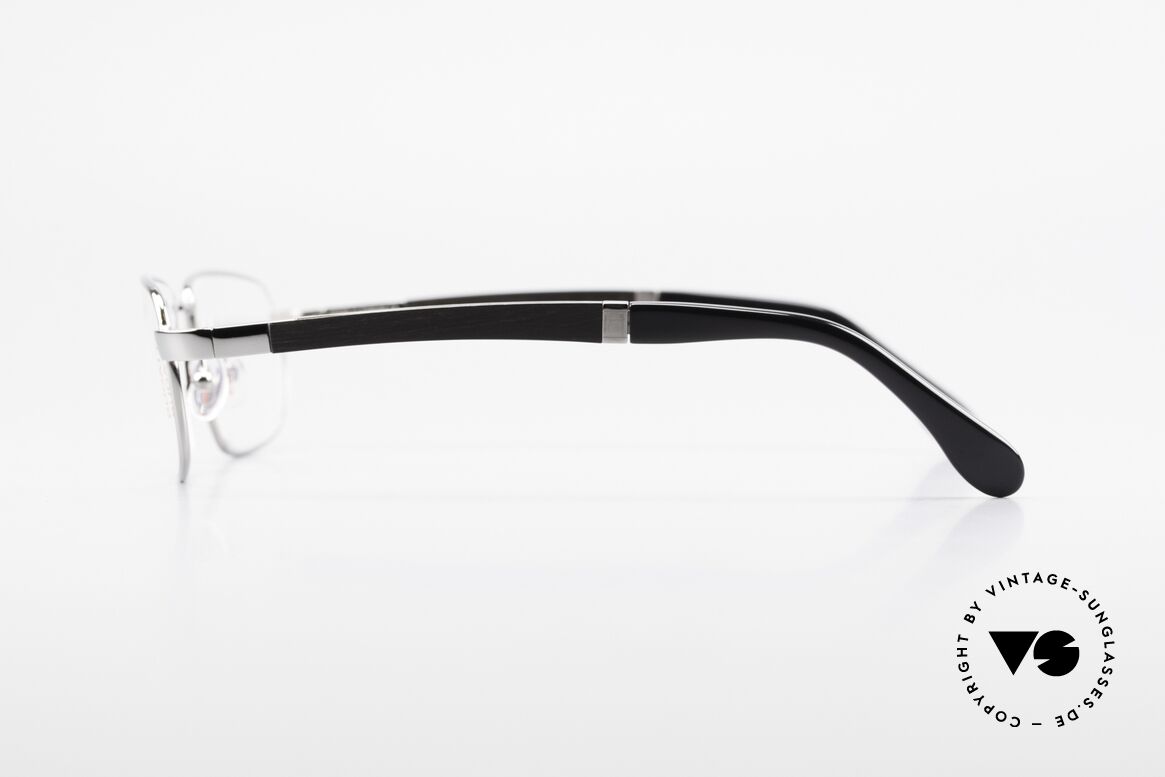 Bugatti 549 Ebony Wood Ruthenium Frame, flexible spring hinges for a 1st class wearing comfort, Made for Men