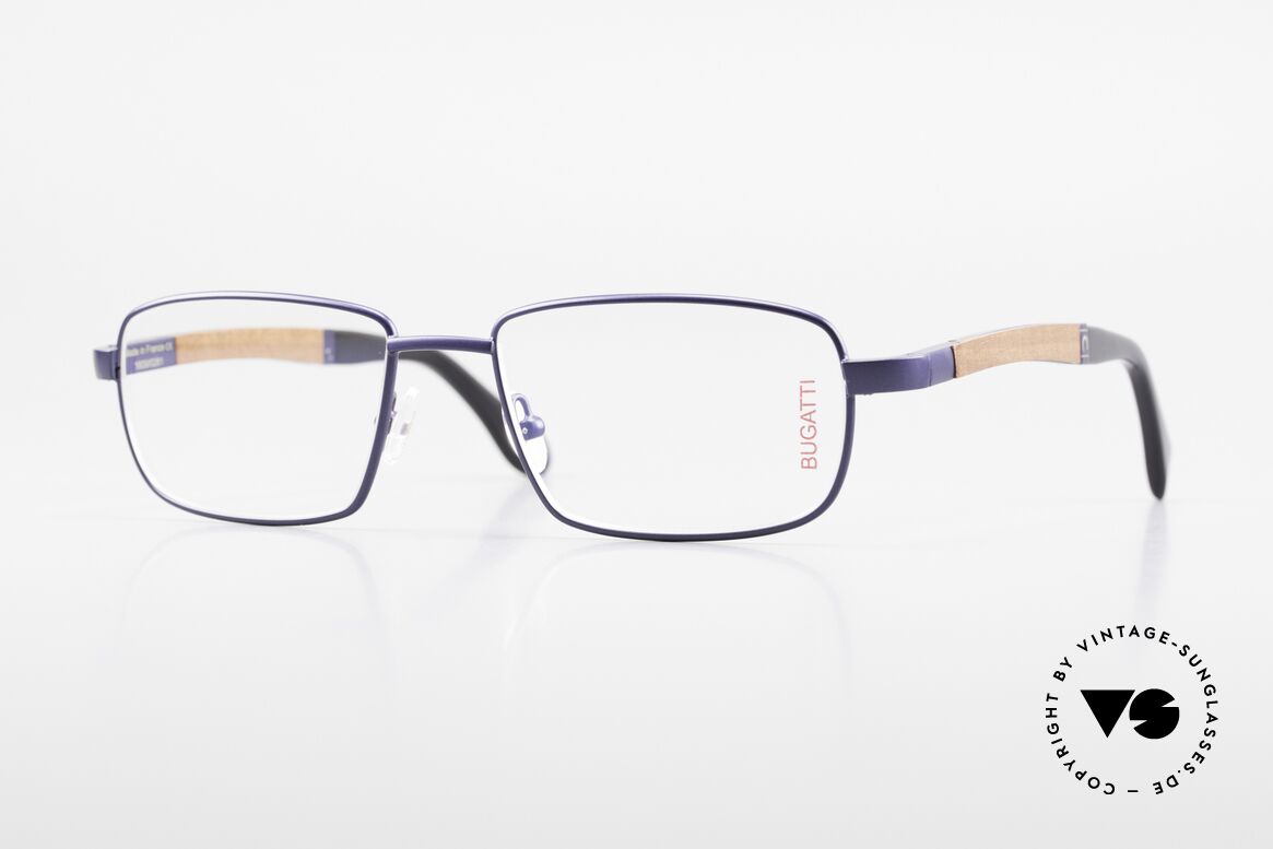 Bugatti 548 Pure Wood Frame Blue Navy M, BUGATTI vintage eyeglasses of incredible top-quality, Made for Men