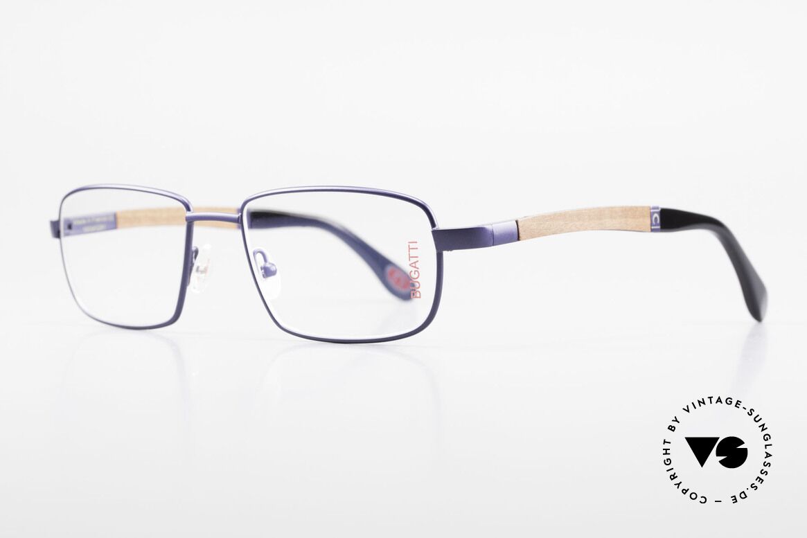 Bugatti 548 Pure Wood Frame Blue Navy M, temple inlays made of African PADOUK precious wood, Made for Men