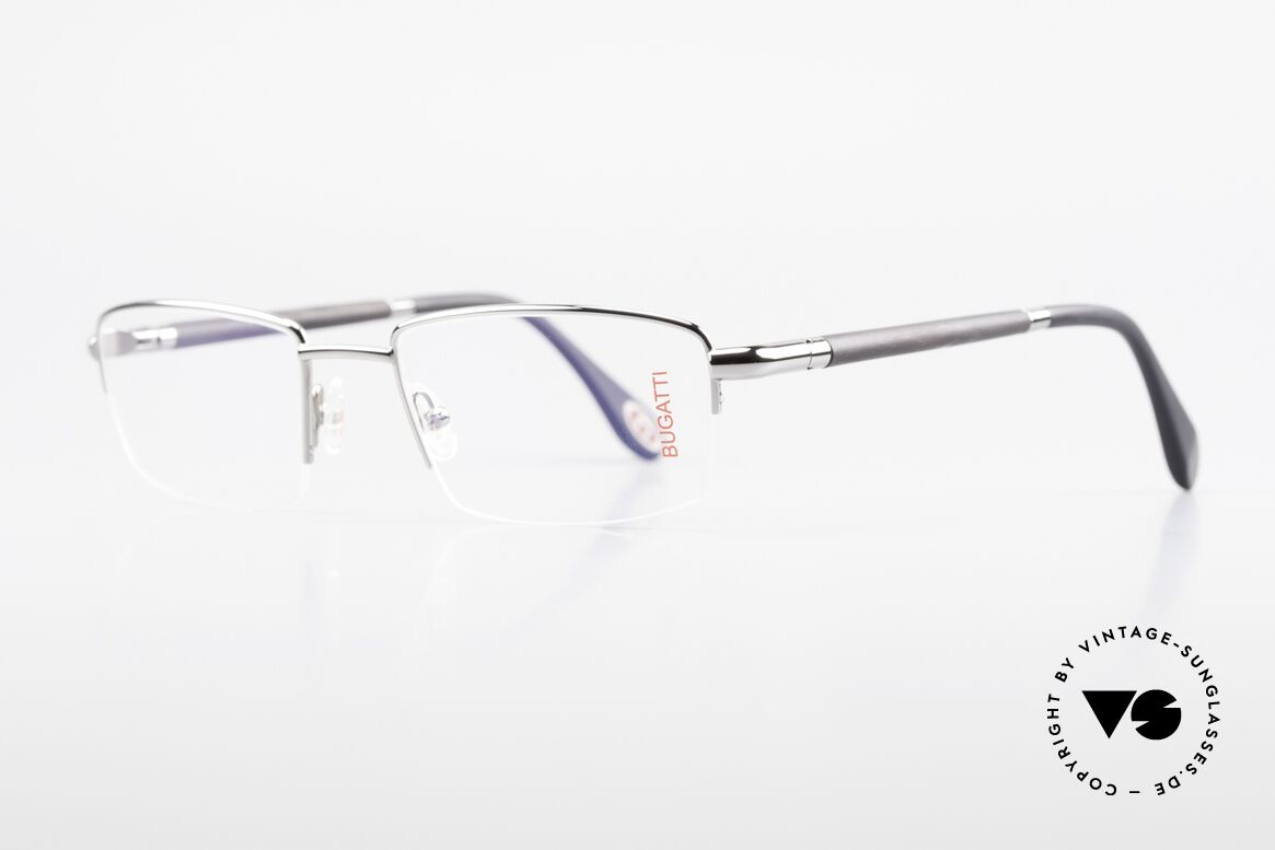 Bugatti 535 Horn Nylor Glasses Palladium, the temples are made of genuine BLACK horn; unique, Made for Men