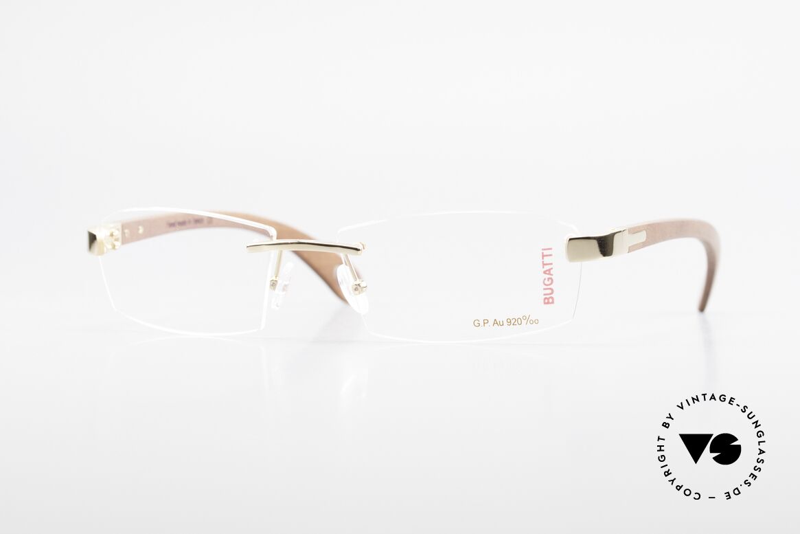 Bugatti 517 Kotibé Precious Wood Gold, rimless Bugatti luxury eyeglasses; incredibly refined!, Made for Men