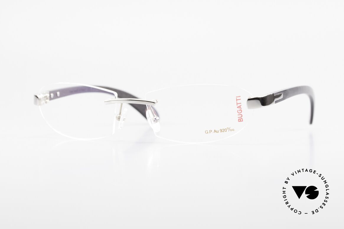Bugatti 518 White Gold Precious Ebony, rimless Bugatti luxury eyeglasses; incredibly refined!, Made for Men