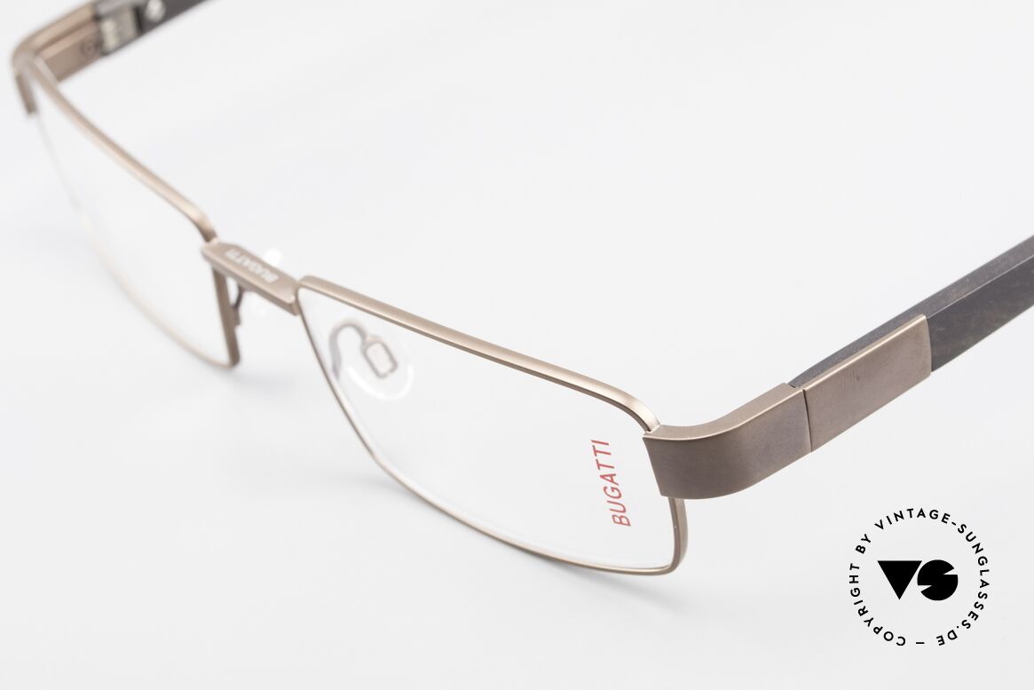 Bugatti 531 Ebony Titanium Eyeglass-Frame, flexible spring hinges for a 1st class wearing comfort, Made for Men