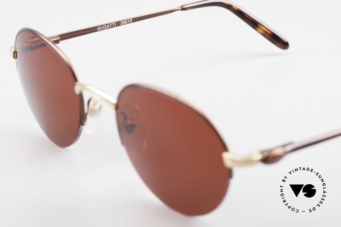 Bugatti 26619 Round Bugatti Panto Glasses, gaudy 3D-red sun lenses could be replaced optionally, Made for Men