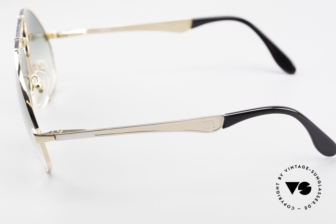 Bugatti 11908 80's Luxury Sunglasses XLarge, bridge is shaped like a leaf spring (gold/silver), Made for Men