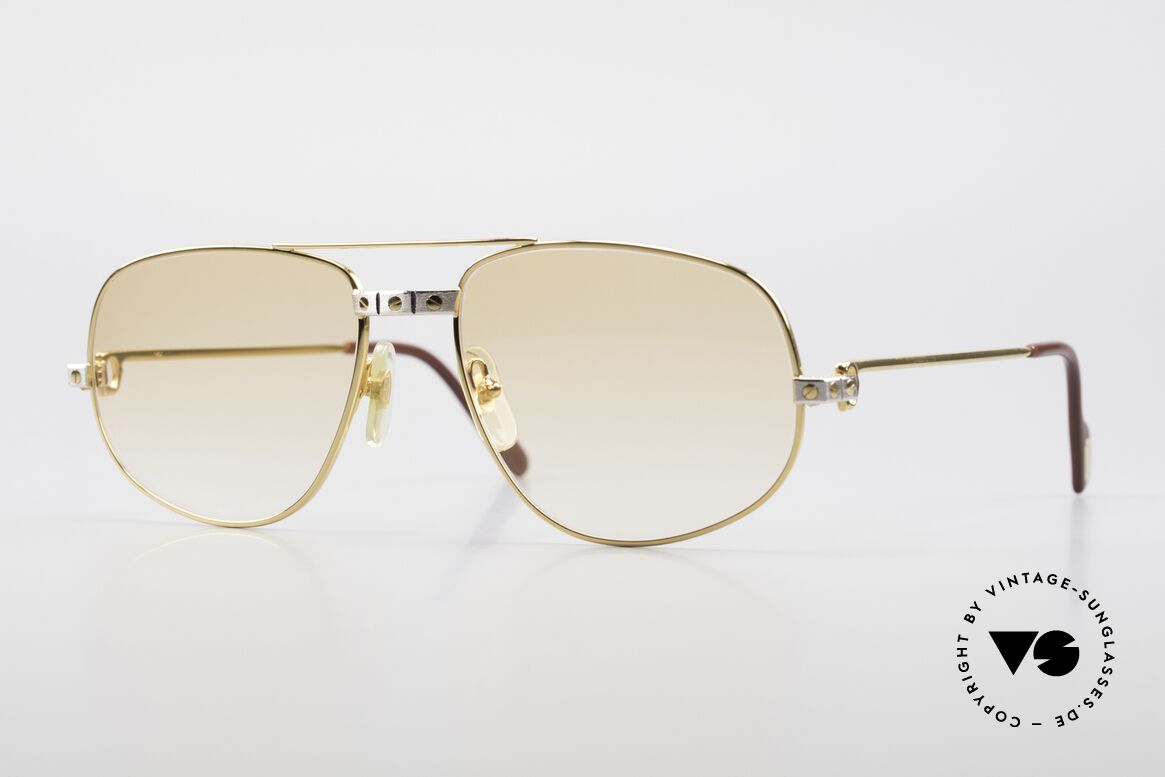 Cartier Romance Santos - L Luxury Vintage Sunglasses 80's, vintage Cartier sunglasses; model ROMANCE Louis Cartier, Made for Men