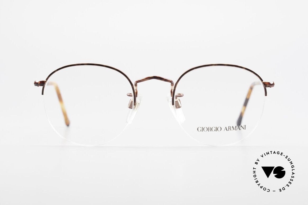 Giorgio Armani 142 Rimless Panto Glasses Small, round 'panto design' with discreet elegant coloring, Made for Men and Women