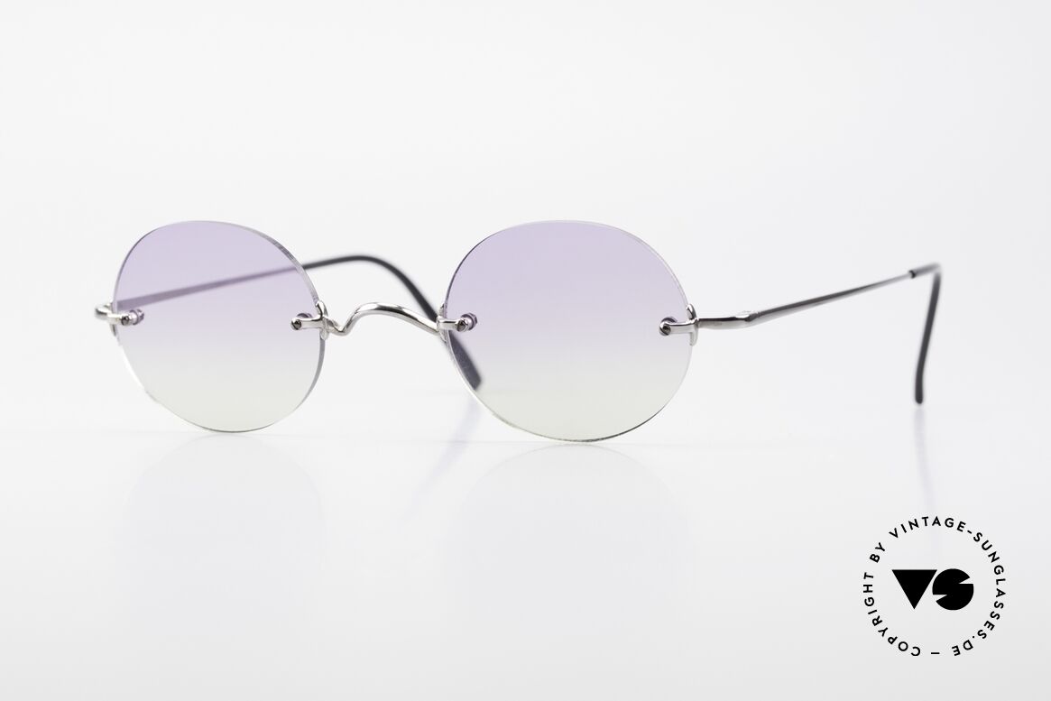 Freudenhaus Flemming Round Rimless Sunglasses, rimless designer shades by FREUDENHAUS, Munich, Made for Men and Women