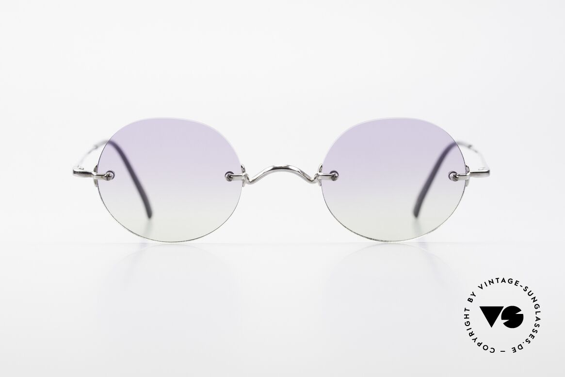 Freudenhaus Flemming Round Rimless Sunglasses, rimless designer shades by FREUDENHAUS, Munich, Made for Men and Women