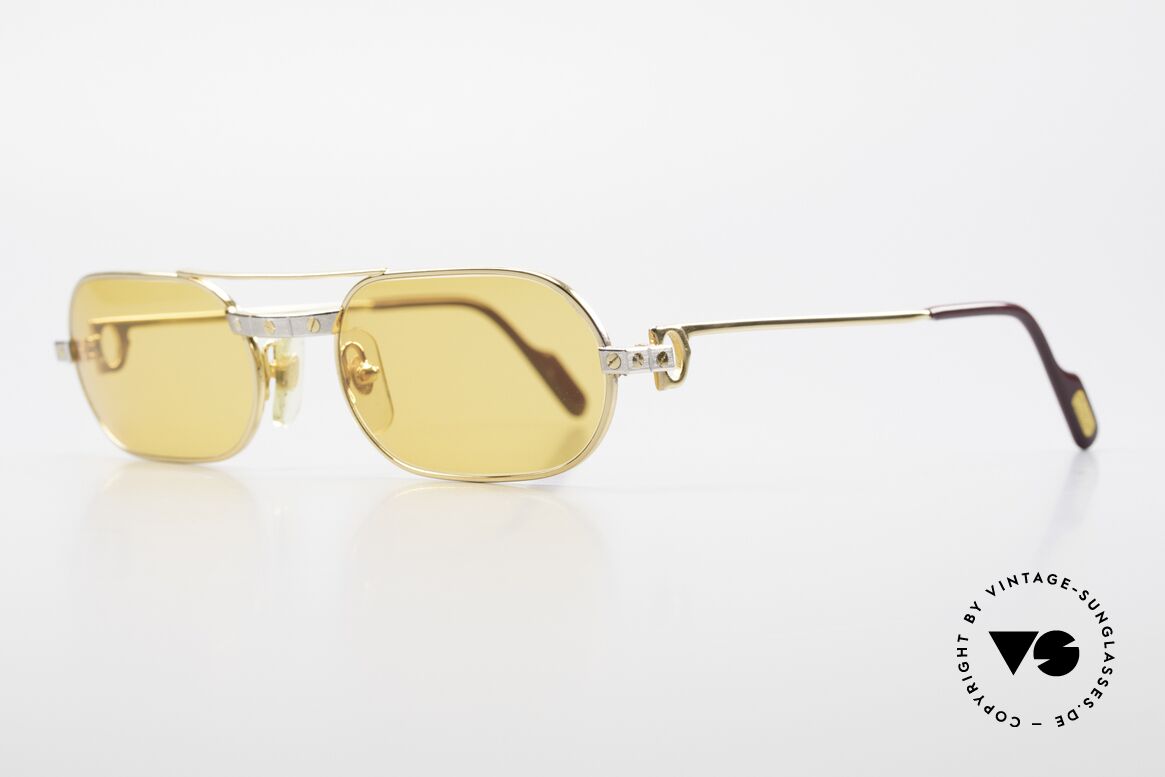 Cartier MUST Santos - S Elton John Sunglasses 1980s, 22ct gold-plated frame with the famous Santos-decor, Made for Men and Women