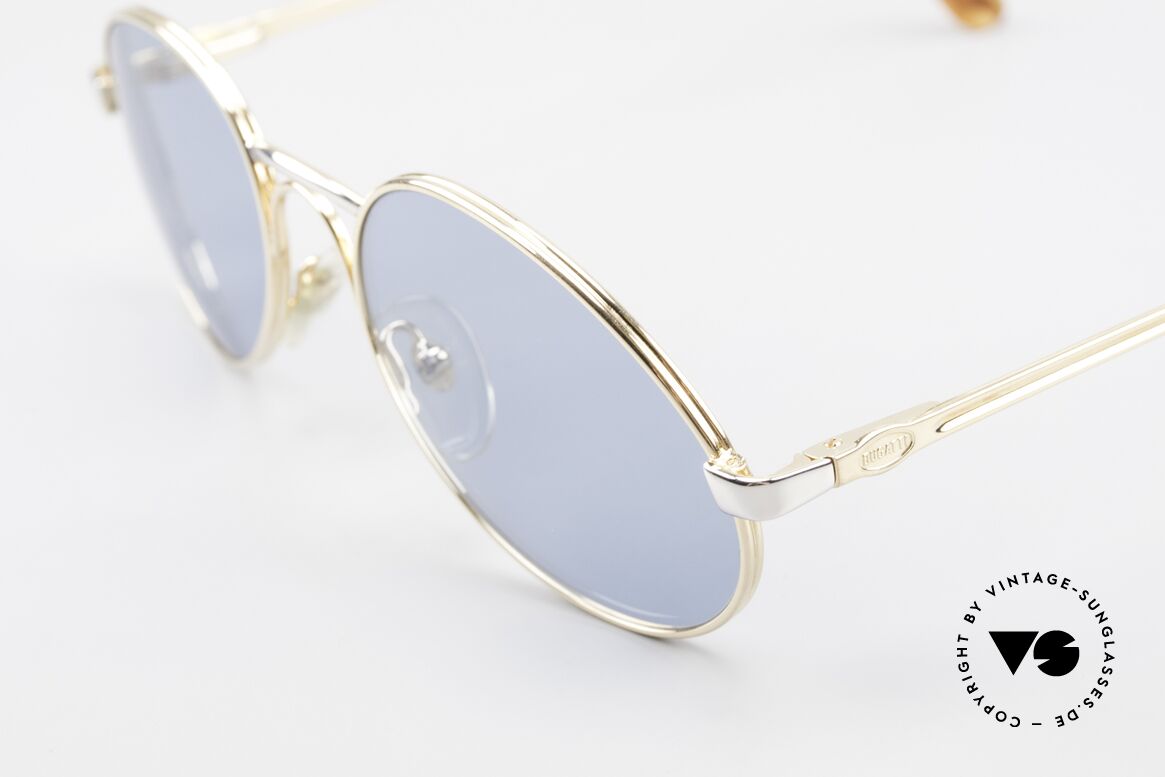Bugatti 03308 True Vintage 80's Sunglasses, bicolor (gold/silver) with solid blue lenses (100% UV), Made for Men