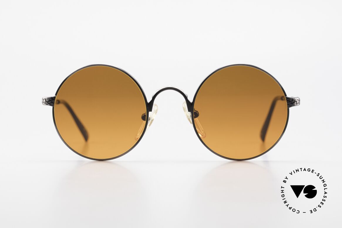 Jean Paul Gaultier 55-9671 Round 90's JPG Sunglasses, high-end metal frame with costly engravings, Made for Men and Women