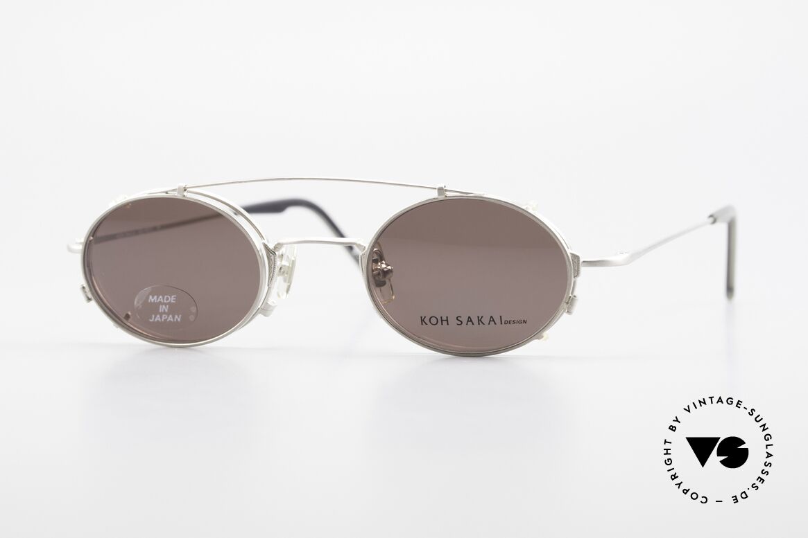Koh Sakai KS9711 Small Oval Glasses Clip On, rare, vintage Koh Sakai glasses with clip-on from 1997, Made for Men and Women