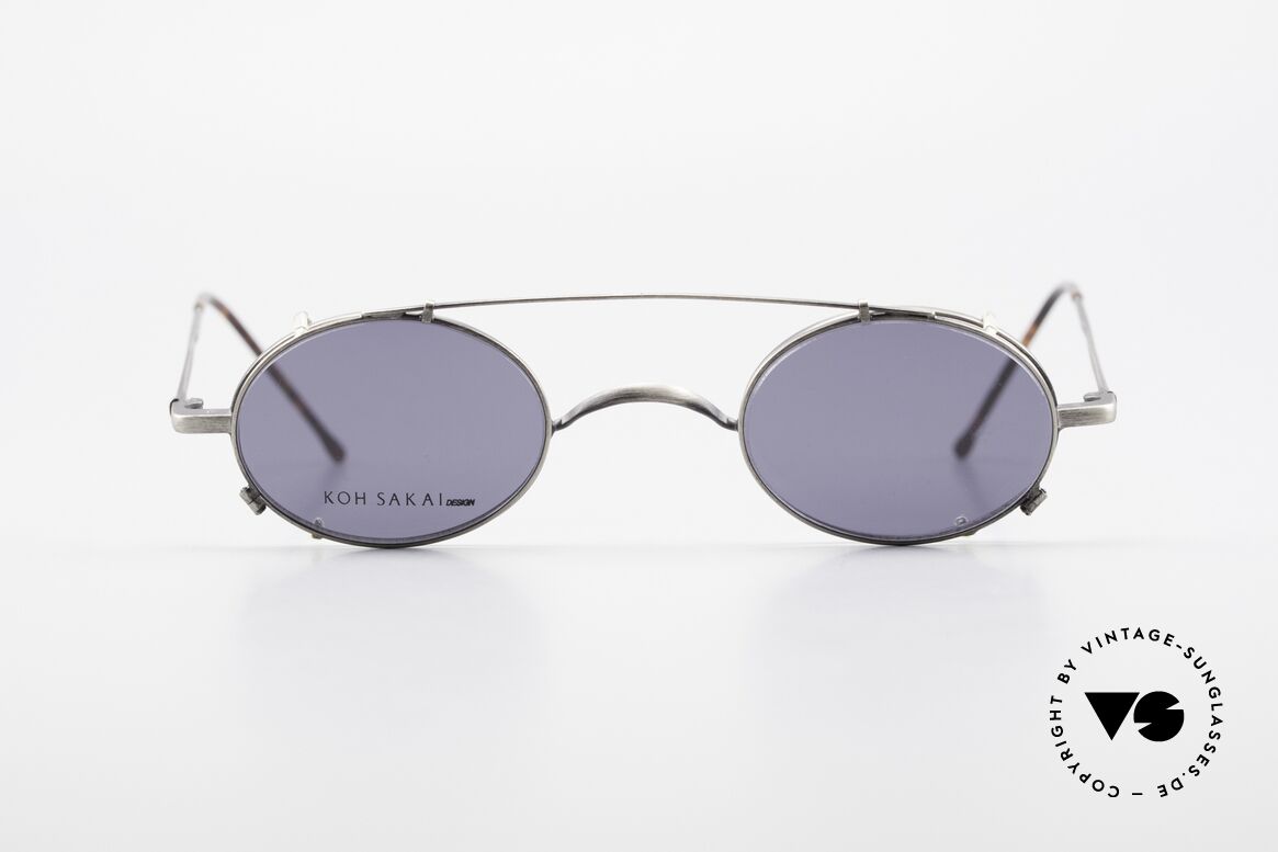 Koh Sakai KS9591 Small Oval Eyeglasses Clip On, rare, vintage Koh Sakai glasses with clip-on from 1997, Made for Men and Women