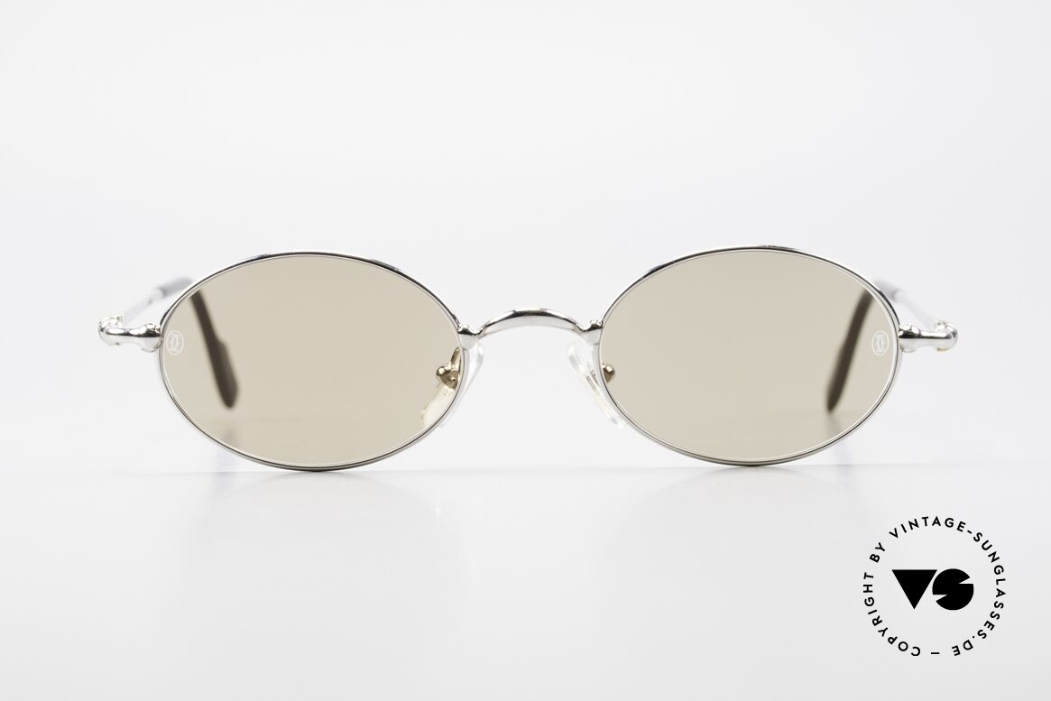 Cartier Filao Oval Platinum Sunglasses 90's, oval CARTIER vintage sunglasses in size 49/21, 135, Made for Men and Women