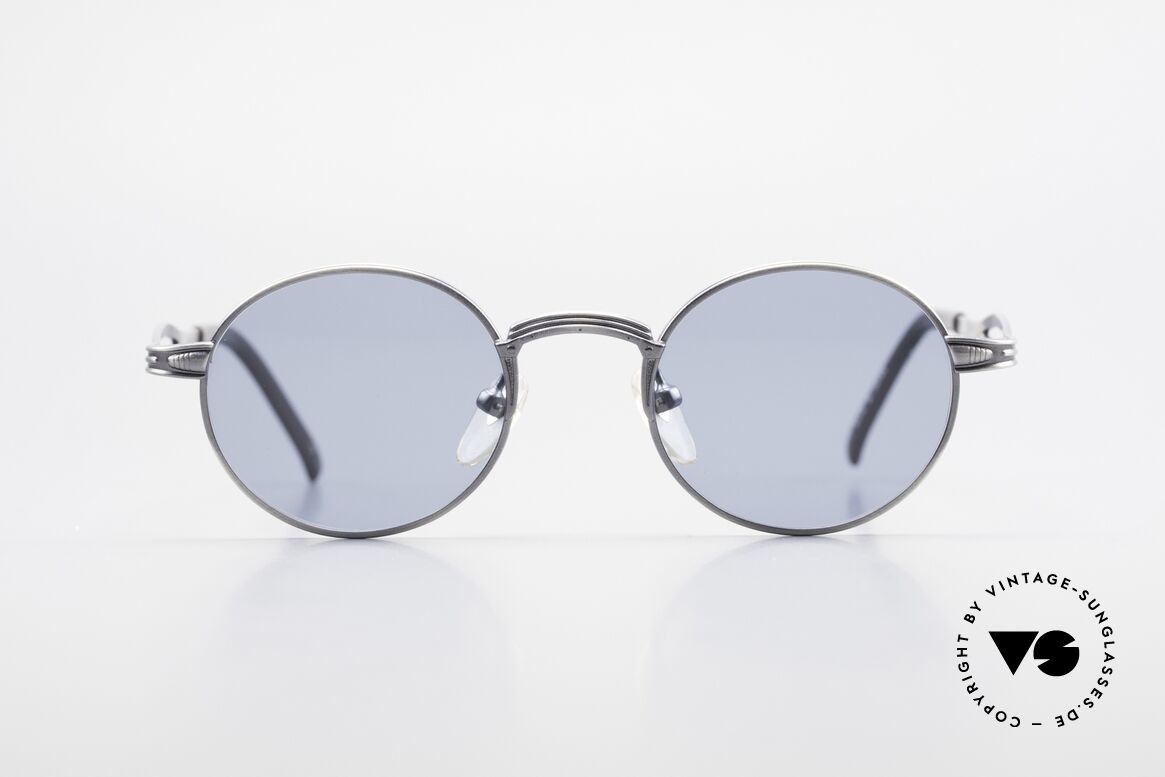 Jean Paul Gaultier 55-7107 Small Round Vintage Shades, 'metallic smoke silver' frame in SMALL size 44-20!, Made for Men and Women