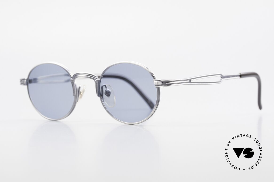 Jean Paul Gaultier 55-7107 Small Round Vintage Shades, blueberry colored sun lenses; 100% UV protection, Made for Men and Women
