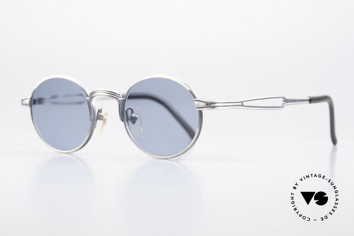 Jean Paul Gaultier 55-7107 Small Round Vintage Shades, blueberry colored sun lenses; 100% UV protection, Made for Men and Women