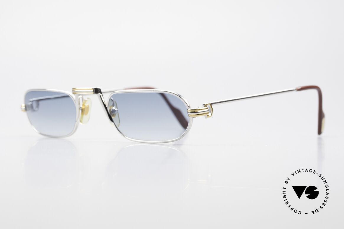 Cartier Demi Lune LC Platinum Reading Frame 1987, this pair with Louis Cartier decor: medium size 50-24, 140, Made for Men