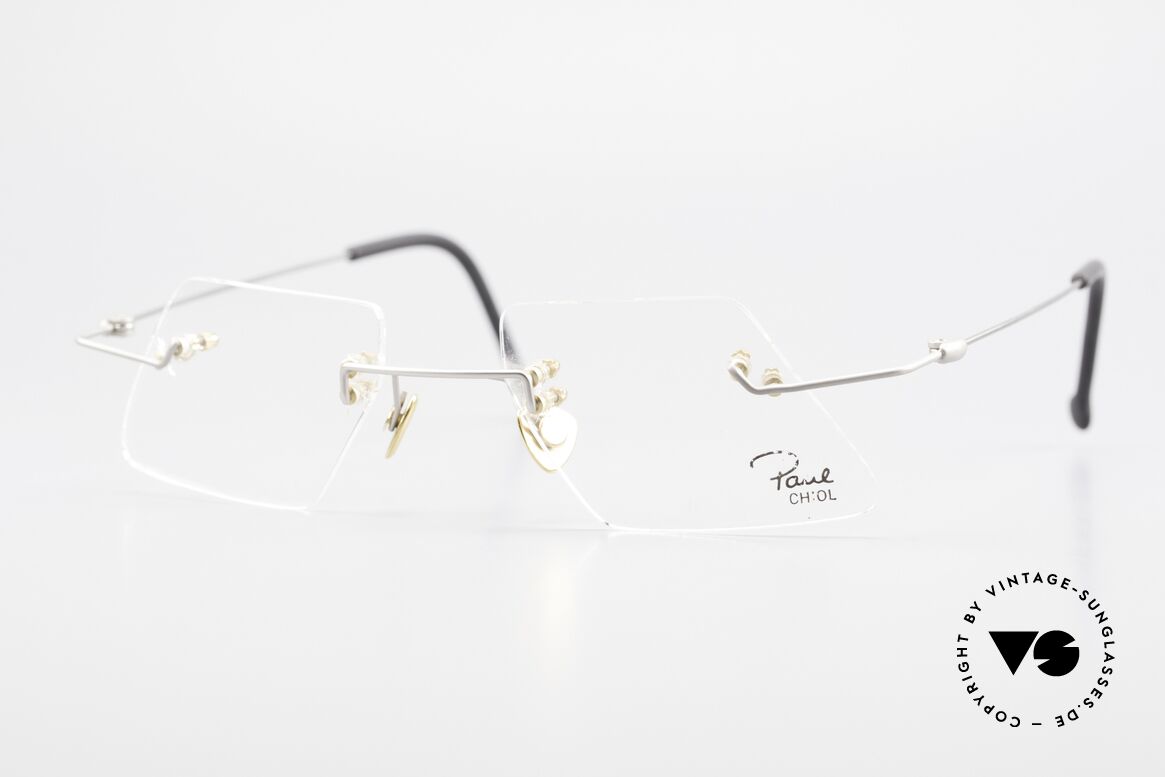 Paul Chiol 2001 Unique Rimless Eyeglasses, vintage 90's Paul Chiol designer eyeglass-frame, Made for Men and Women