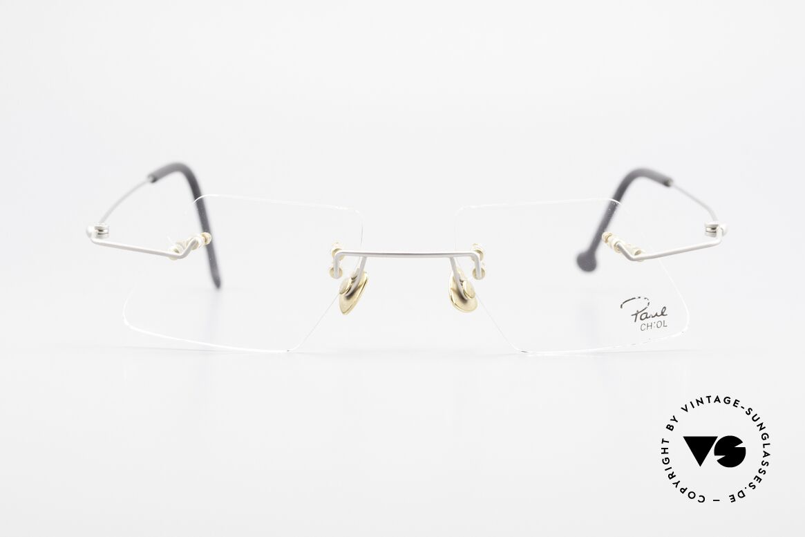 Paul Chiol 2001 Unique Rimless Eyeglasses, vintage 90's Paul Chiol designer eyeglass-frame, Made for Men and Women