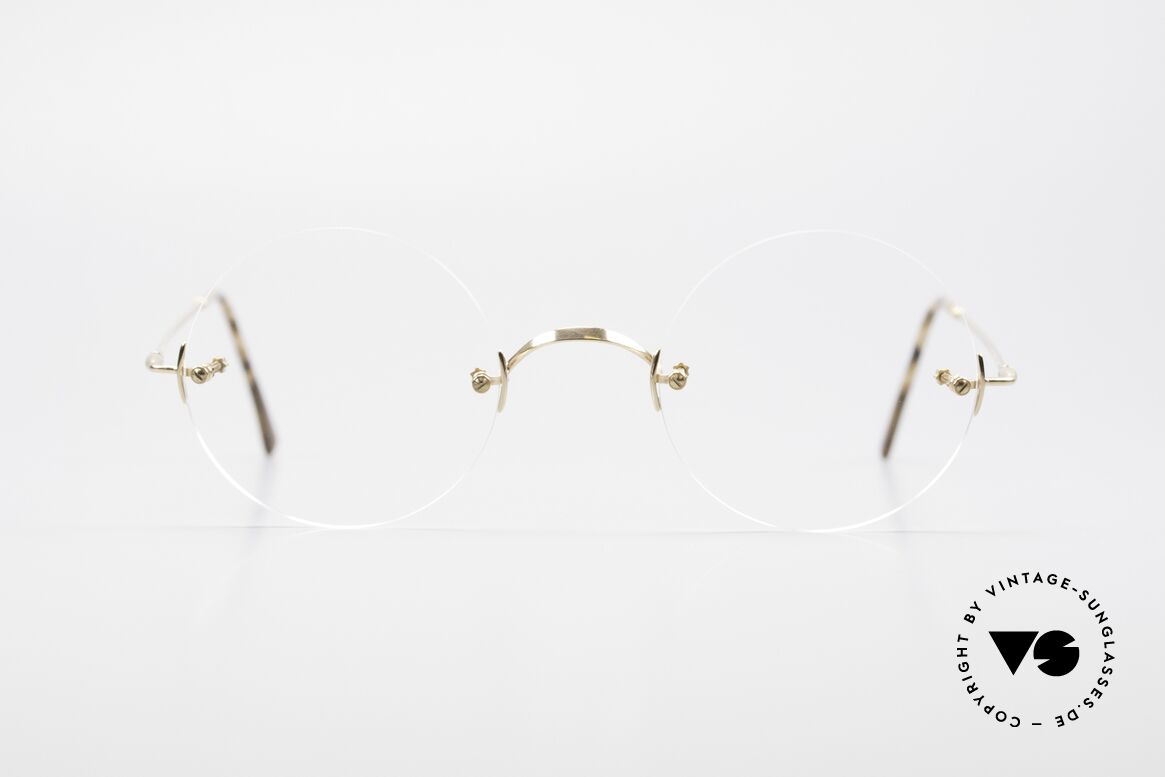 Lunor Classic Round GP Steve Jobs Glasses Rimless Gold, Steve Jobs made this Lunor rimless frame his trademark, Made for Men and Women