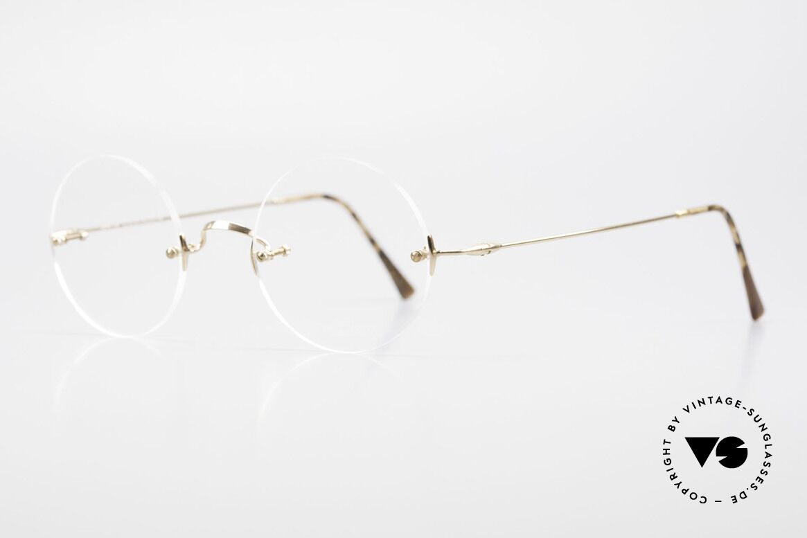Lunor Classic Round GP Steve Jobs Glasses Rimless Gold, shown in STEVE JOBS biography and multiple on Google, Made for Men and Women