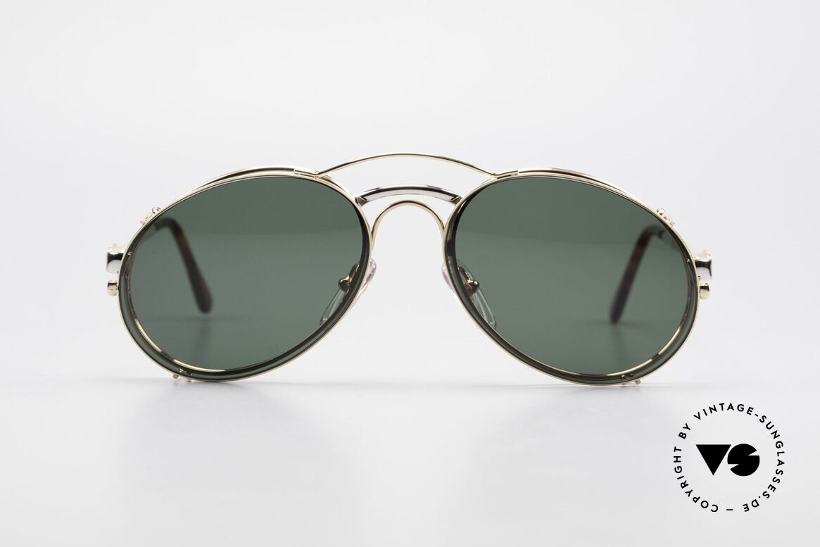 Bugatti 03308 Men's 80's Glasses With Clip On, distinctive Bugatti 'tear drop' shape; in 50mm size, Made for Men